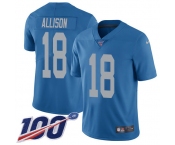Nike Lions #18 Geronimo Allison Blue Throwback Men's Stitched NFL 100th Season Vapor Untouchable Limited Jersey