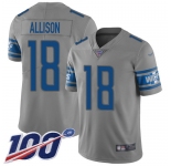 Nike Lions #18 Geronimo Allison Gray Men's Stitched NFL Limited Inverted Legend 100th Season Jersey