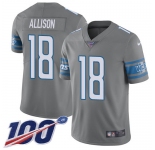 Nike Lions #18 Geronimo Allison Gray Men's Stitched NFL Limited Rush 100th Season Jersey