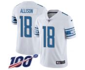 Nike Lions #18 Geronimo Allison White Men's Stitched NFL 100th Season Vapor Untouchable Limited Jersey