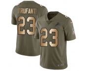 Nike Lions #23 Desmond Trufant Olive Gold Men's Stitched NFL Limited 2017 Salute To Service Jersey