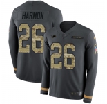 Nike Lions #26 Duron Harmon Anthracite Salute to Service Men's Stitched NFL Limited Therma Long Sleeve Jersey