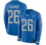 Nike Lions #26 Duron Harmon Blue Team Color Men's Stitched NFL Limited Therma Long Sleeve Jersey