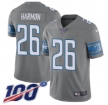 Nike Lions #26 Duron Harmon Gray Men's Stitched NFL Limited Rush 100th Season Jersey