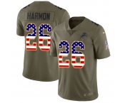 Nike Lions #26 Duron Harmon Olive USA Flag Men's Stitched NFL Limited 2017 Salute To Service Jersey