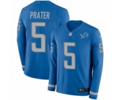 en's Nike Detroit Lions #5 Matt Prater Limited Blue Therma Long Sleeve NFL Jersey