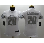 Nike Women Detroit Lions #20 sanders Platinum White Jerseys