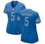 Women Detroit Lions 5 David Montgomery Blue Stitched Jersey