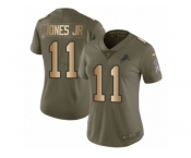 Women Nike Detroit Lions #11 Marvin Jones Jr Limited Olive Gold Salute to Service NFL Jersey