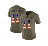 Women Nike Detroit Lions #11 Marvin Jones Jr Limited Olive USA Flag Salute to Service NFL Jersey