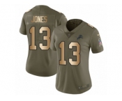 Women Nike Detroit Lions #13 T.J. Jones Limited Olive Gold Salute to Service NFL Jersey