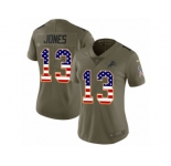 Women Nike Detroit Lions #13 T.J. Jones Limited Olive USA Flag Salute to Service NFL Jersey
