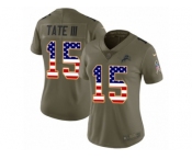 Women Nike Detroit Lions #15 Golden Tate III Limited Olive USA Flag Salute to Service NFL Jersey