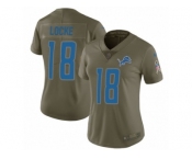 Women Nike Detroit Lions #18 Jeff Locke Limited Olive 2017 Salute to Service NFL Jersey