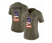 Women Nike Detroit Lions #2 Kasey Redfern Limited Olive USA Flag Salute to Service NFL Jersey
