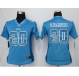 Women Nike Detroit Lions #20 B.Sanders Blue Strobe Jerseys