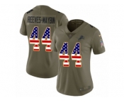 Women Nike Detroit Lions #44 Jalen Reeves-Maybin Limited Olive USA Flag Salute to Service NFL Jersey