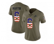 Women Nike Detroit Lions #6 Sam Martin Limited Olive USA Flag Salute to Service NFL Jersey