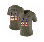 Women Nike Detroit Lions #61 Kerry Hyder Limited Olive USA Flag Salute to Service NFL Jersey