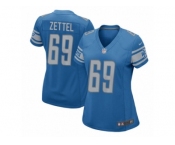 Women Nike Detroit Lions #69 Anthony Zettel Game Blue Team Color NFL Jersey