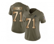 Women Nike Detroit Lions #71 Ricky Wagner Limited Olive Gold Salute to Service NFL Jersey