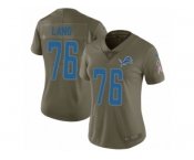 Women Nike Detroit Lions #76 T.J. Lang Limited Olive 2017 Salute to Service NFL Jersey