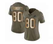Women Nike Detroit Lions #80 Michael Roberts Limited Olive Gold Salute to Service NFL Jersey
