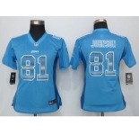 Women Nike Detroit Lions #81 Calvin Johnson Blue Strobe Jerseys