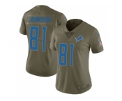 Women Nike Detroit Lions #81 Calvin Johnson Olive Stitched NFL Limited 2017 Salute to Service Jersey