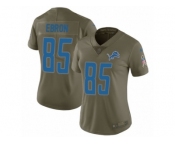 Women Nike Detroit Lions #85 Eric Ebron Limited Olive 2017 Salute to Service NFL Jersey