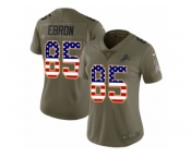 Women Nike Detroit Lions #85 Eric Ebron Limited Olive USA Flag Salute to Service NFL Jersey