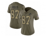 Women Nike Detroit Lions #87 Darren Fells Limited Olive Camo Salute to Service NFL Jersey
