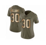 Women Nike Green Bay Packers #30 Jamaal Williams Limited Olive Gold 2017 Salute to Service NFL Jersey