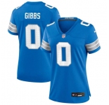 Women's Detroit Lions #0 Jahymr Gibbs Blue Limited Football Stitched Game Jersey