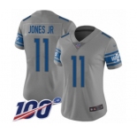 Women's Detroit Lions #11 Marvin Jones Jr Limited Gray Inverted Legend 100th Season Football Jersey