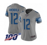 Women's Detroit Lions #12 Danny Amendola Limited Gray Inverted Legend 100th Season Football Jersey