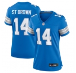Women's Detroit Lions #14 Amon-Ra St. Brown Blue Stitched Jersey