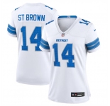 Women's Detroit Lions #14 Amon-Ra St. Brown White Stitched Jersey