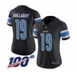 Women's Detroit Lions #19 Kenny Golladay Limited Black Rush Vapor Untouchable 100th Season Football Jersey