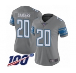 Women's Detroit Lions #20 Barry Sanders Limited Steel Rush Vapor Untouchable 100th Season Football Jersey