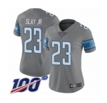 Women's Detroit Lions #23 Darius Slay Limited Steel Rush Vapor Untouchable 100th Season Football Jersey