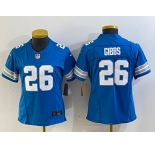 Women's Detroit Lions #26 Jahmyr Gibbs Limited Blue 2024 FUSE Vapor Jersey