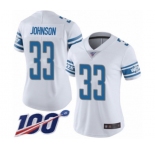 Women's Detroit Lions #33 Kerryon Johnson White Vapor Untouchable Limited Player 100th Season Football Jersey