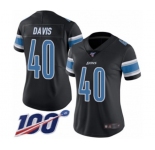 Women's Detroit Lions #40 Jarrad Davis Limited Black Rush Vapor Untouchable 100th Season Football Jersey