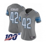 Women's Detroit Lions #42 Devon Kennard Limited Steel Rush Vapor Untouchable 100th Season Football Jersey