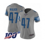 Women's Detroit Lions #47 Tracy Walker Limited Gray Inverted Legend 100th Season Football Jersey
