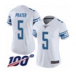 Women's Detroit Lions #5 Matt Prater White Vapor Untouchable Limited Player 100th Season Football Jersey