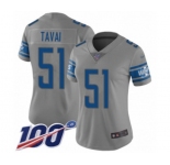 Women's Detroit Lions #51 Jahlani Tavai Limited Gray Inverted Legend 100th Season Football Jersey