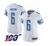 Women's Detroit Lions #6 Sam Martin White Vapor Untouchable Limited Player 100th Season Football Jersey