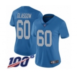 Women's Detroit Lions #60 Graham Glasgow Blue Alternate Vapor Untouchable Limited Player 100th Season Football Jersey